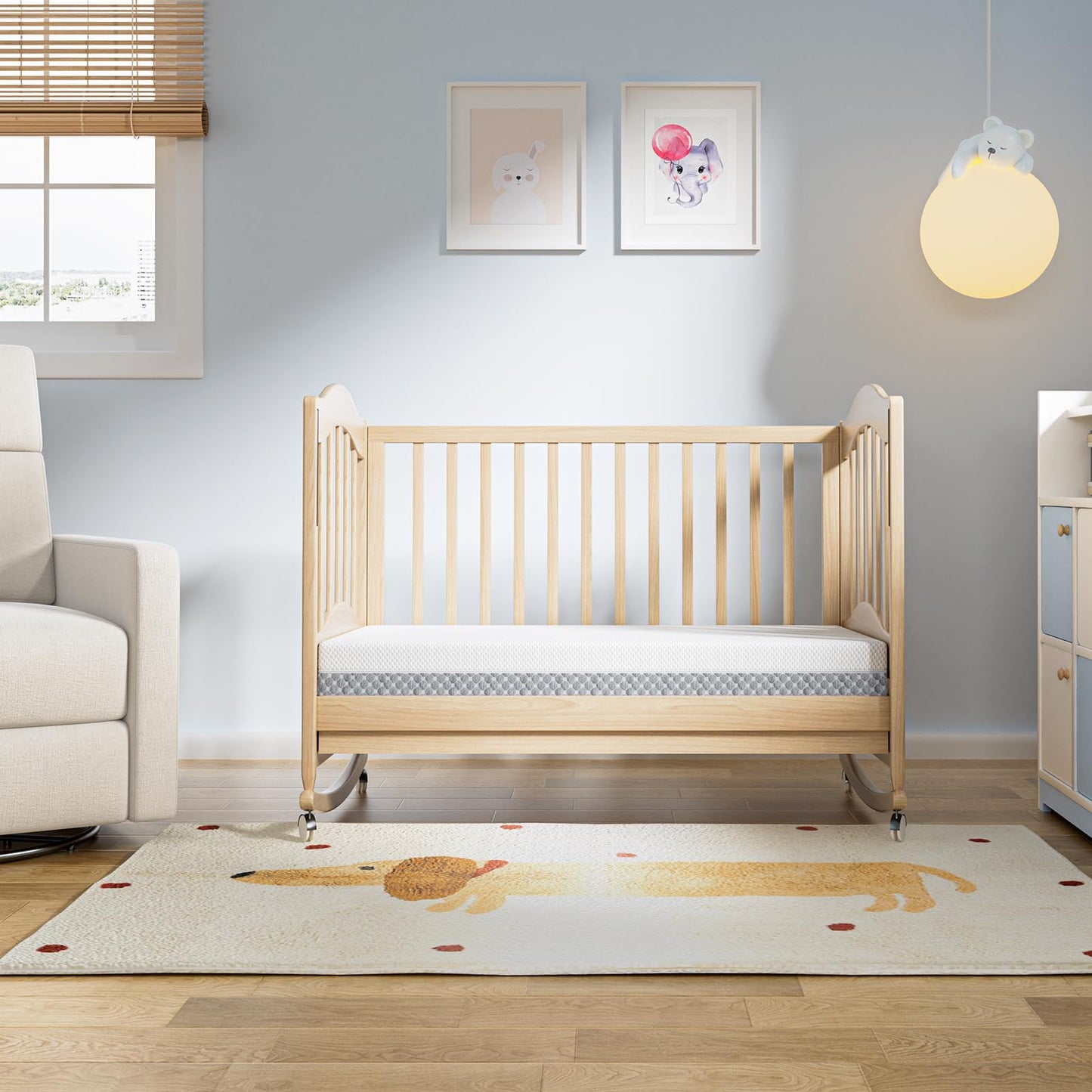 Dourxi Mini Crib Mattress, 38x24X4 Inch Dual Sided Comfort Gel Memory Foam, Breathable Premium Baby Mattress for Mini and Portable Cribs w/Removable Outer Cover - White&Grey