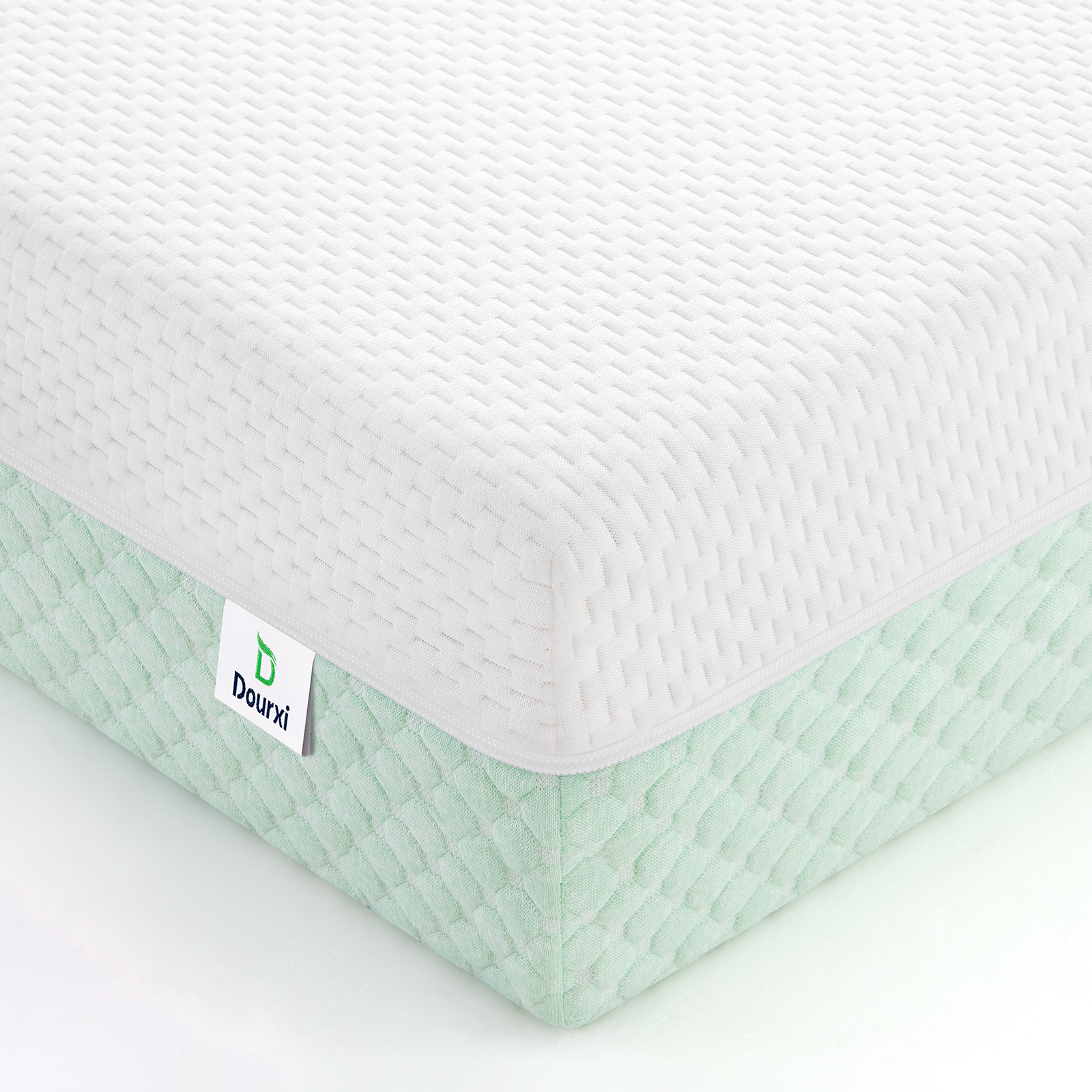 Dourxi 6 Inch Crib Mattress, Dual Sided Comfort Memory Foam Toddler Mattress, Triple-Layer Breathable Premium Baby Mattress W/Removable Cover - White&Blue
