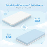 Dourxi Crib Mattress, Dual Firmness Soft & Firm Memory Foam Toddler Mattress, 3-Layer Baby Mattresses with Breathable Washable Cover, CertiPUR-US Certified, 52" x 27.5" x 6" for Crib and Toddler Bed