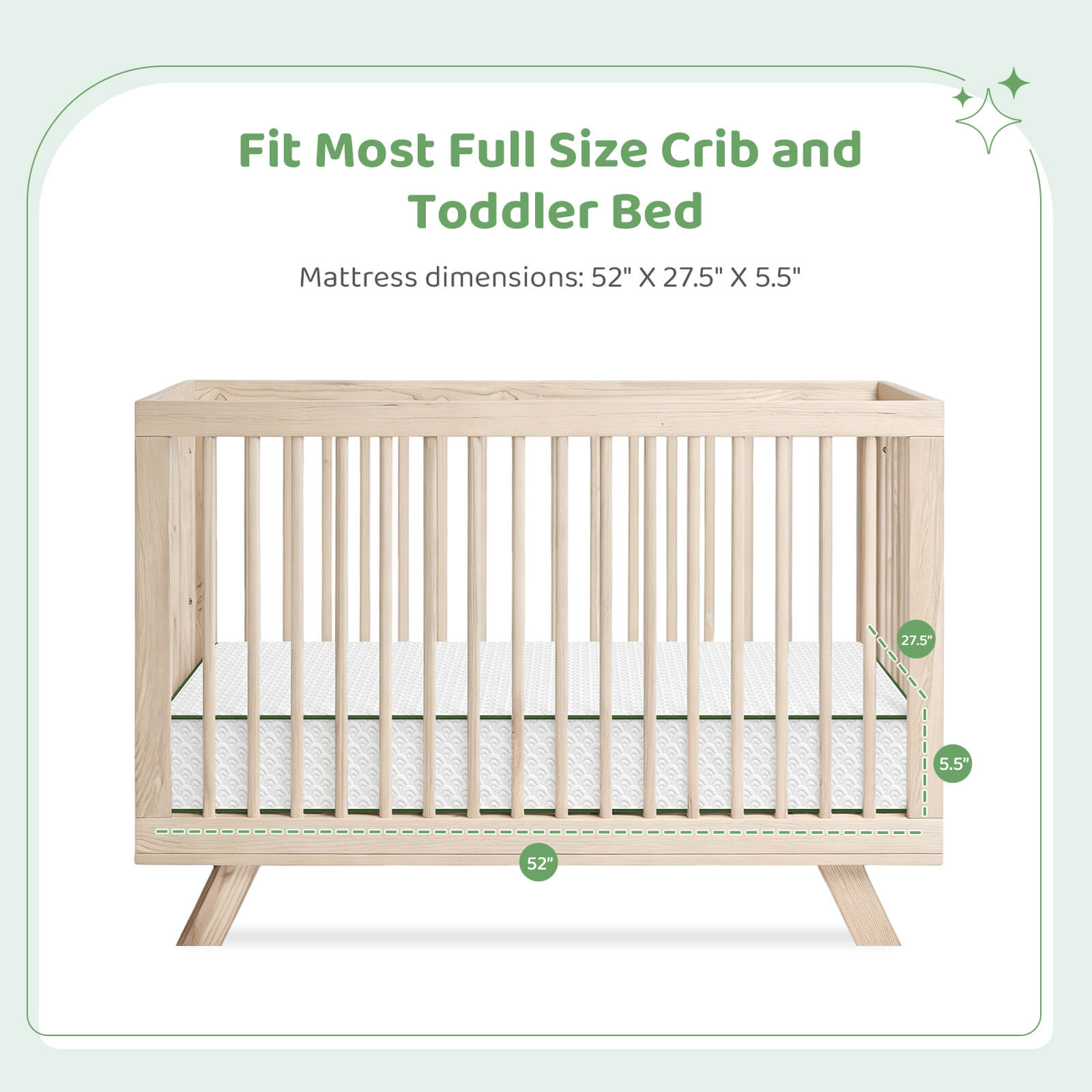 Dourxi Crib Mattress, 2-in-1 Dual Firmness Mattress for Infant & Toddler, Cooling Breathable Cover, Gel-Infused Memory Foam, CertiPUR-US Certified, Fits Standard Crib & Toddler Bed, 5.5 Inch