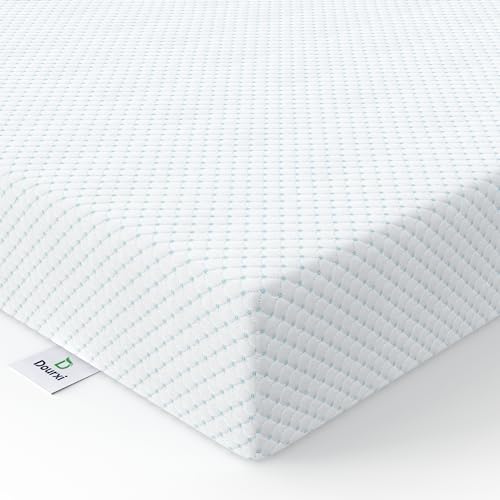 Dourxi Mini Crib Mattresses, 38x24x4 Inch Dual Sided 2-Stage Firmness Portable Baby Mattress for Mini, with Cooling Gel Memory Foam, Waterproof & Washable Cover and Non-Slip Base, White