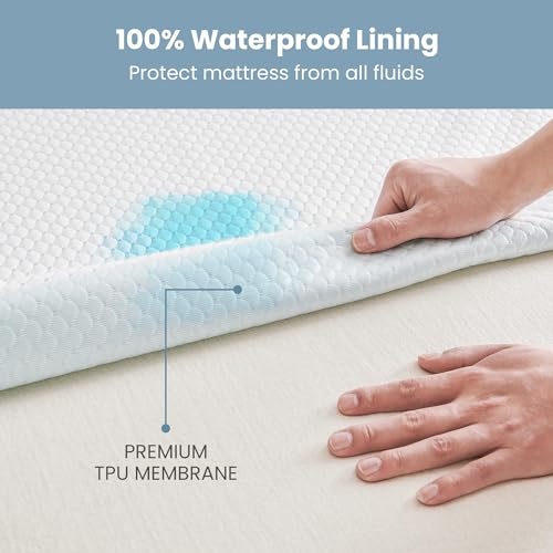 Dourxi Mini Crib Mattresses, 38x24x4 Inch Dual Sided 2-Stage Firmness Portable Baby Mattress for Mini, with Cooling Gel Memory Foam, Waterproof & Washable Cover and Non-Slip Base, White
