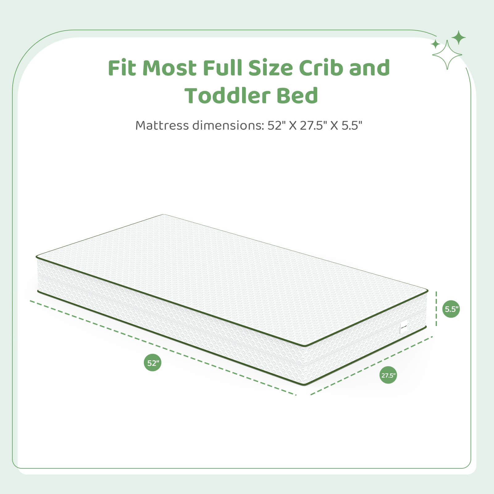Dourxi Crib Mattress, 2-in-1 Dual Firmness Mattress for Infant & Toddler, Cooling Breathable Cover, Gel-Infused Memory Foam, CertiPUR-US Certified, Fits Standard Crib & Toddler Bed, 5.5 Inch