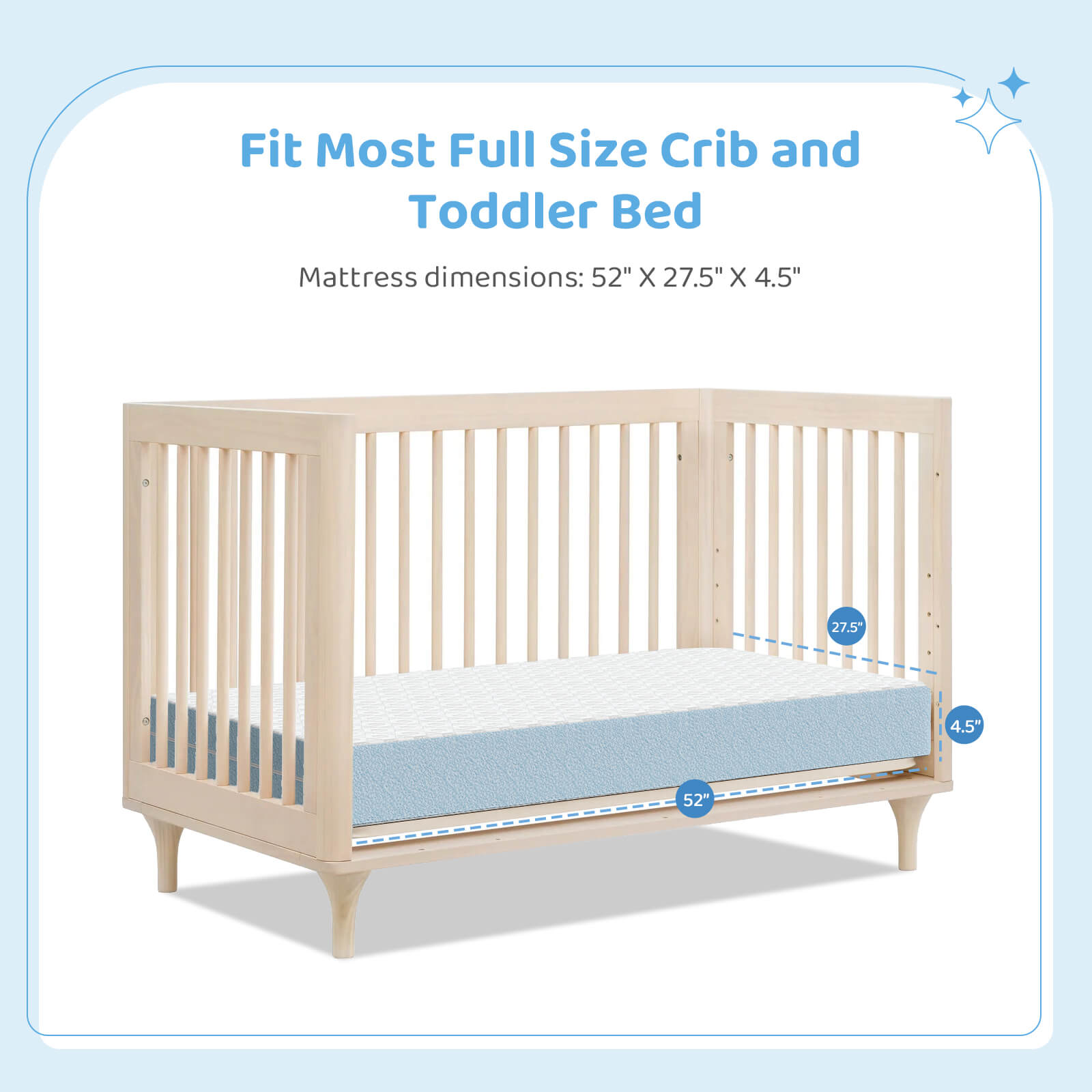 Dourxi Crib Mattress, Dual Firmness Soft & Firm Memory Foam Toddler Mattress with Breathable Washable Cover, CertiPUR-US Certified, Baby Mattresses 52" x 27.5" x 4.5" for Crib and Toddler Bed