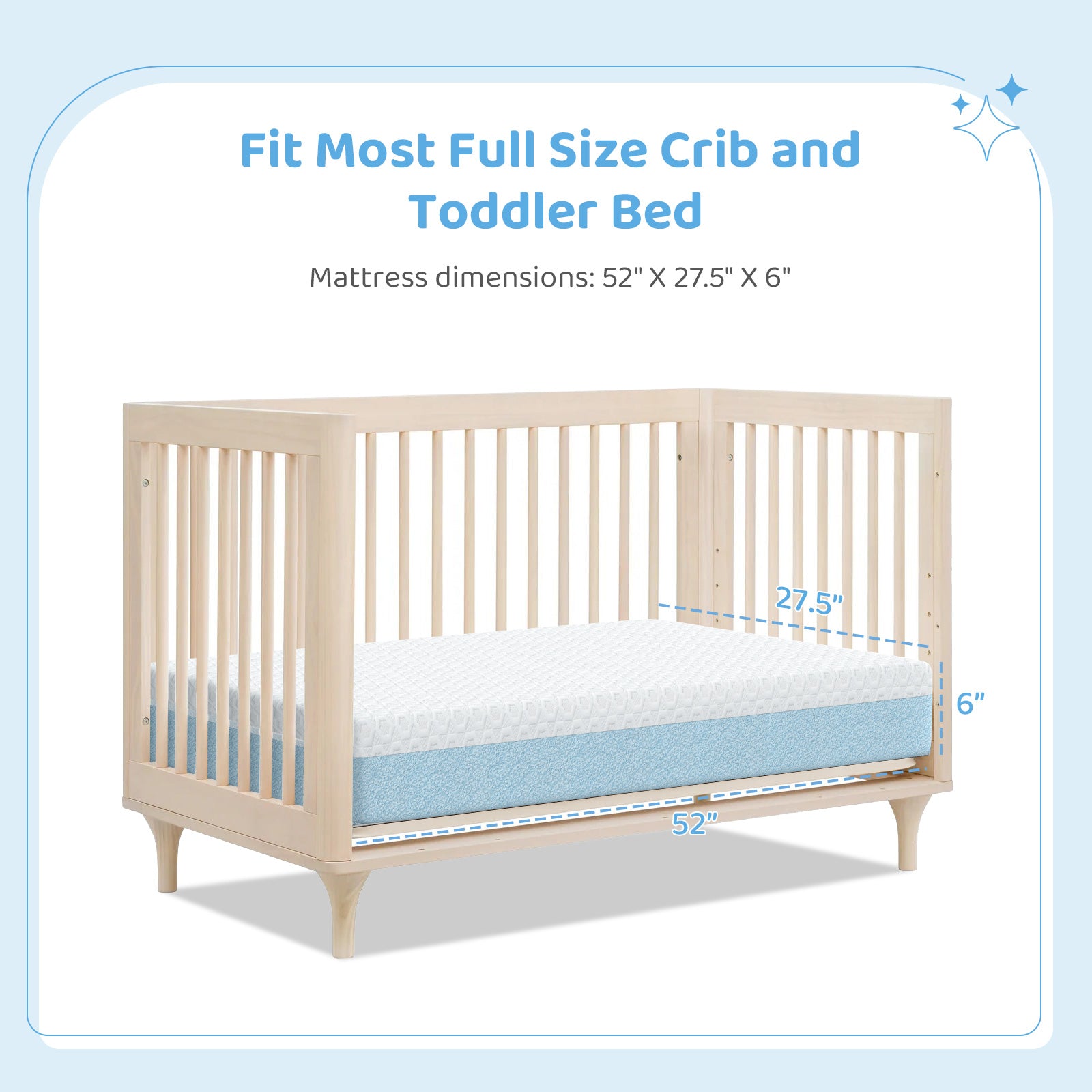 Dourxi Crib Mattress, Dual Firmness Soft & Firm Memory Foam Toddler Mattress, 3-Layer Baby Mattresses with Breathable Washable Cover, CertiPUR-US Certified, 52" x 27.5" x 6" for Crib and Toddler Bed