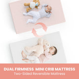 Dourxi Mini Crib Mattress, 38x24X4 Inch Dual Sided Comfort Gel Memory Foam, Breathable Premium Baby Mattress for Mini and Portable Cribs w/Removable Outer Cover - White&Pink